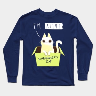 Schrödinger's Cat Dead or Alive - Day Cat in a Box - Funny Physics Long Sleeve T-Shirt